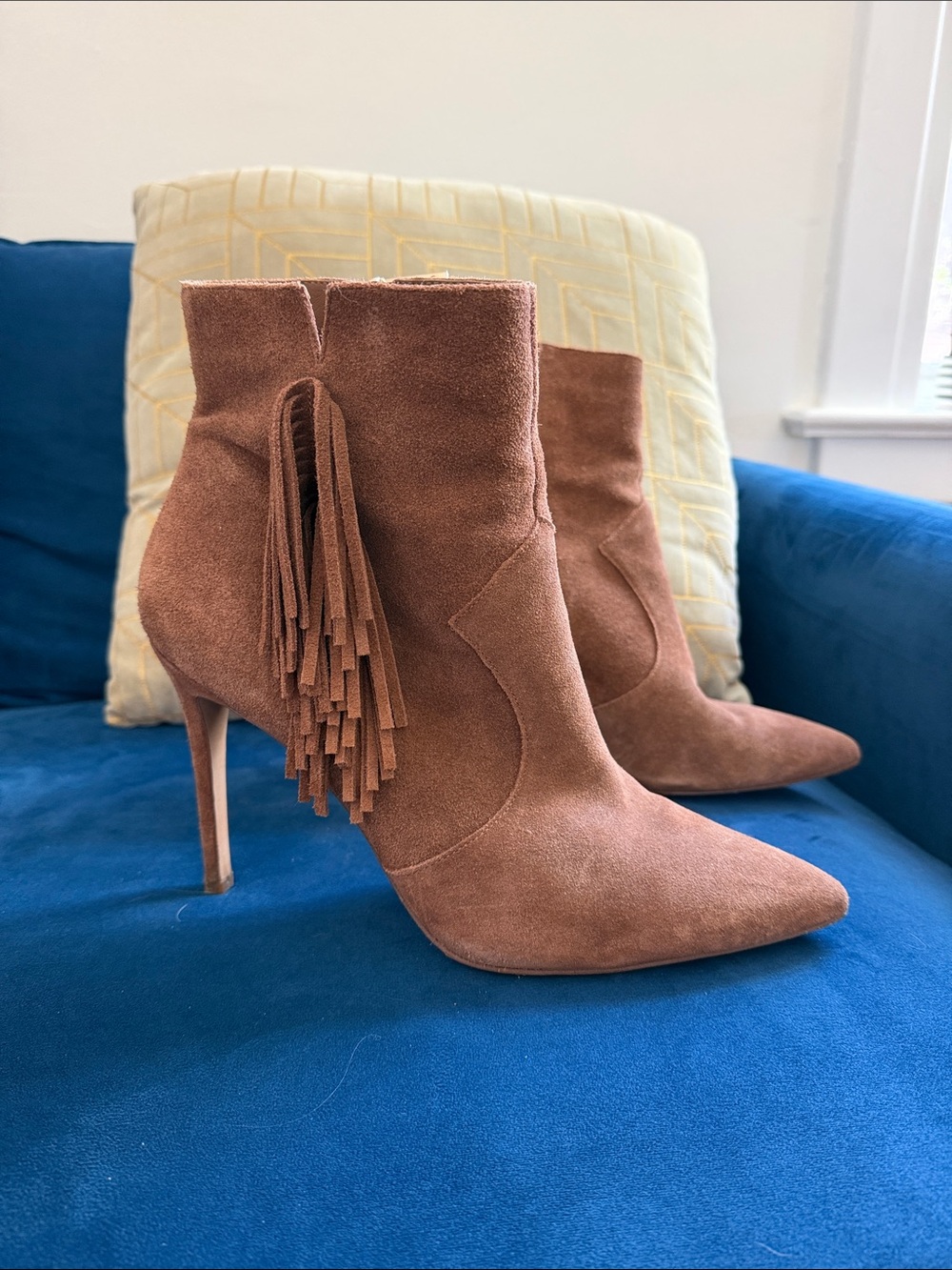 Jessica Simpson Rust Suede Tassel Stiletto Ankle Boots